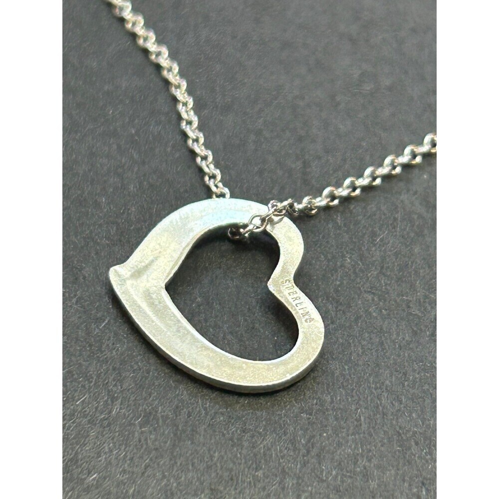 Sterling Silver Open Heart Pendant Necklace with 18" Silver Chain - Picture 4 of 9